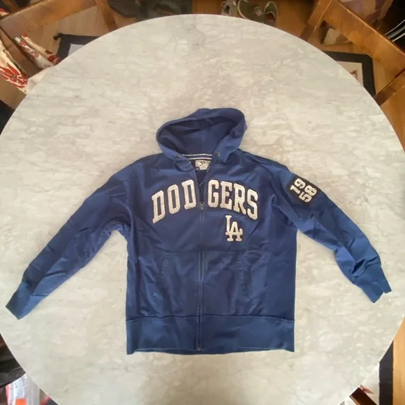 Blue Dodgers Zip-Up Hoodie Jacket VINTAGE STYLE
